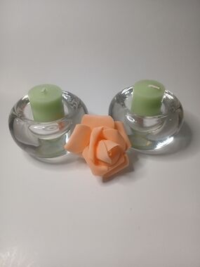 Elegant  Candle Holder  With Candle Heavy Glass